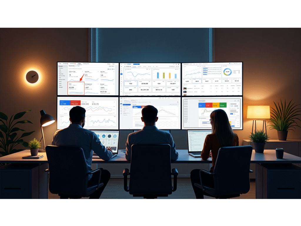 Tanishq Imperia Indore team analyzing marketing data dashboards.
